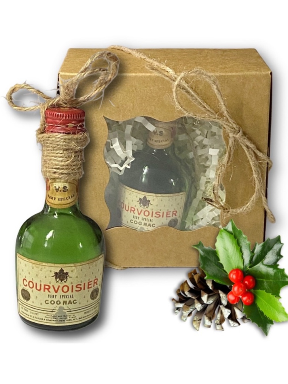 Courvoisier V.S. Cognac Artisan Vintage Glass Mini Bottle Unique Ornament